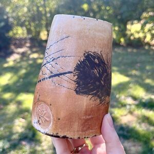 Vintage Signed Art Pottery Vase Vessel 4.5” Clay Bird Signed Rustic Primitive